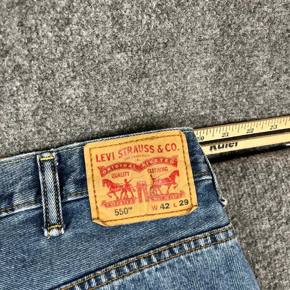Levis 550‎ Jeans Mens Size W42 L29 Blue Relaxed Fit Tapered Denim Casual